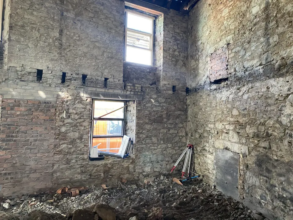 Inside the Kenmuir Arms during the renovation, August 2021