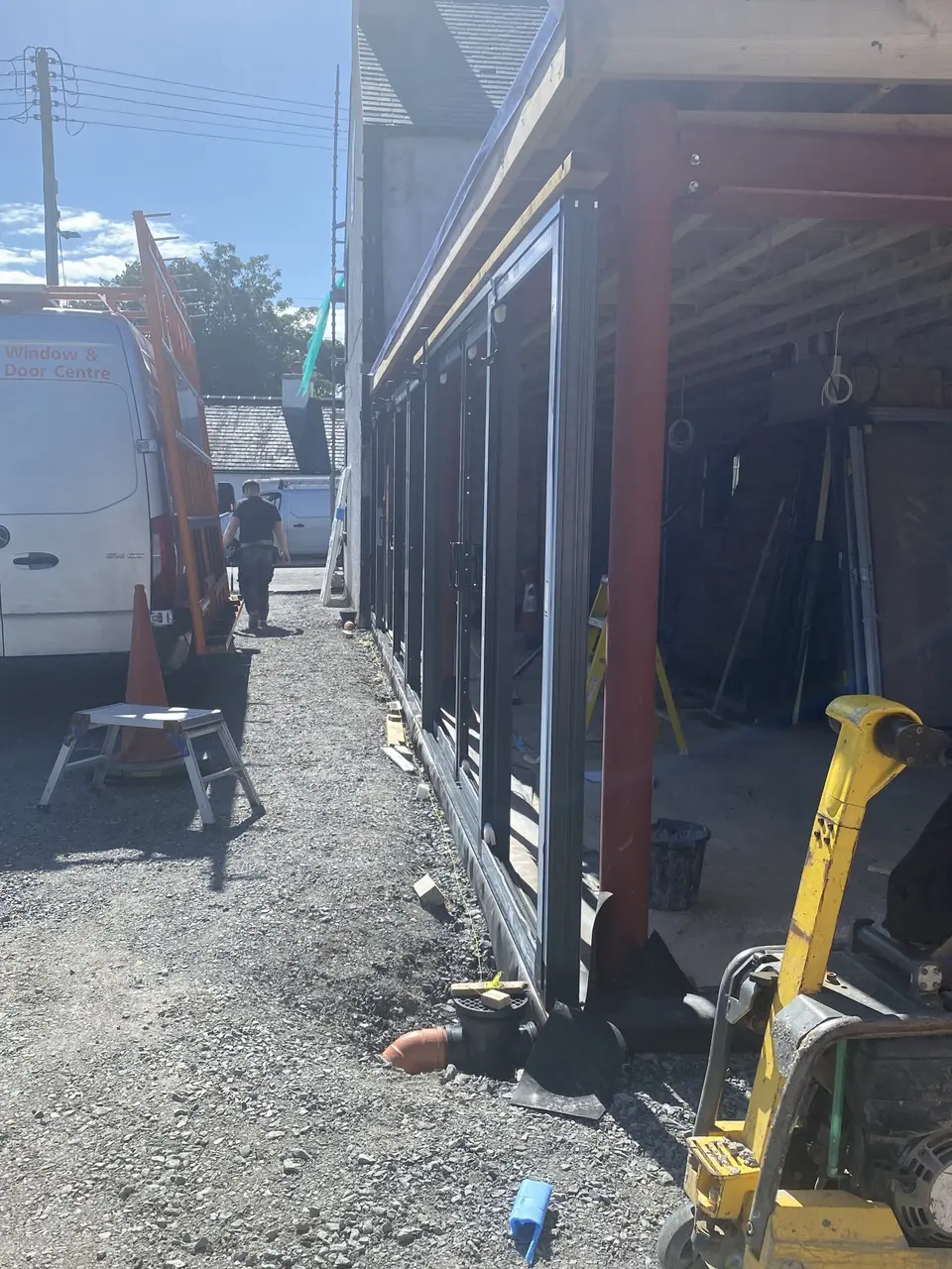 The Kenmuir Arms, August 2022: frame for windows to restaurant
